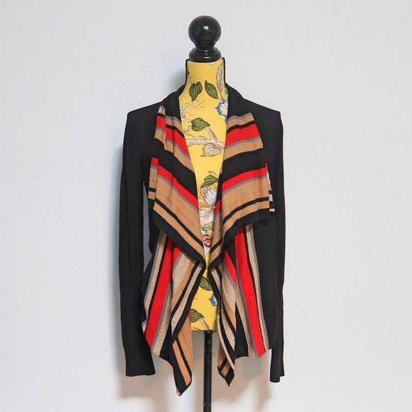 Ann Klein Striped Drape Open Front Cardigan S - Picture 1 of 9